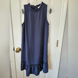 LOFT Navy Ruffle Sleeveless Dress Women's Size 4